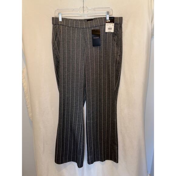 Lee Womens NWT Gray Stripe Pants Size Large Comfort Waistband Bootcut Career - Picture 1 of 7